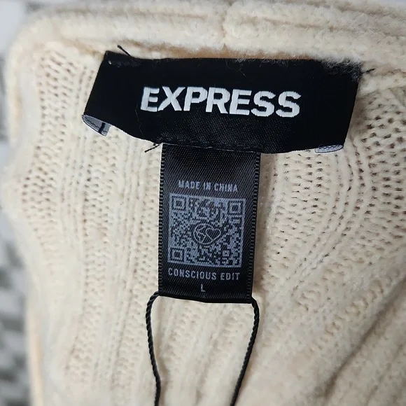 Express ribbed crop sweater cardigan women's Large oat NWT - Picture 8 of 8
